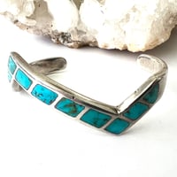 Image 4 of Rugged Vintage Silve and Turquoise Zig Zag Cuff