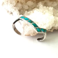 Image 3 of Rugged Vintage Silve and Turquoise Zig Zag Cuff