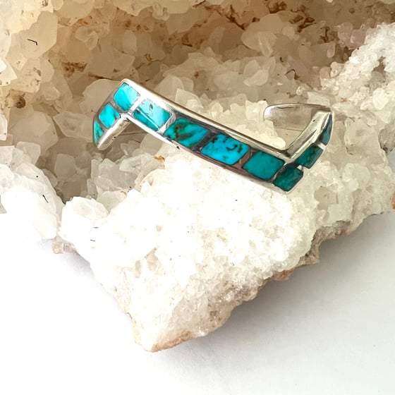 Image of Rugged Vintage Silve and Turquoise Zig Zag Cuff