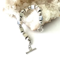 Image 3 of Vintage Modernist Silver Bead Bracelet