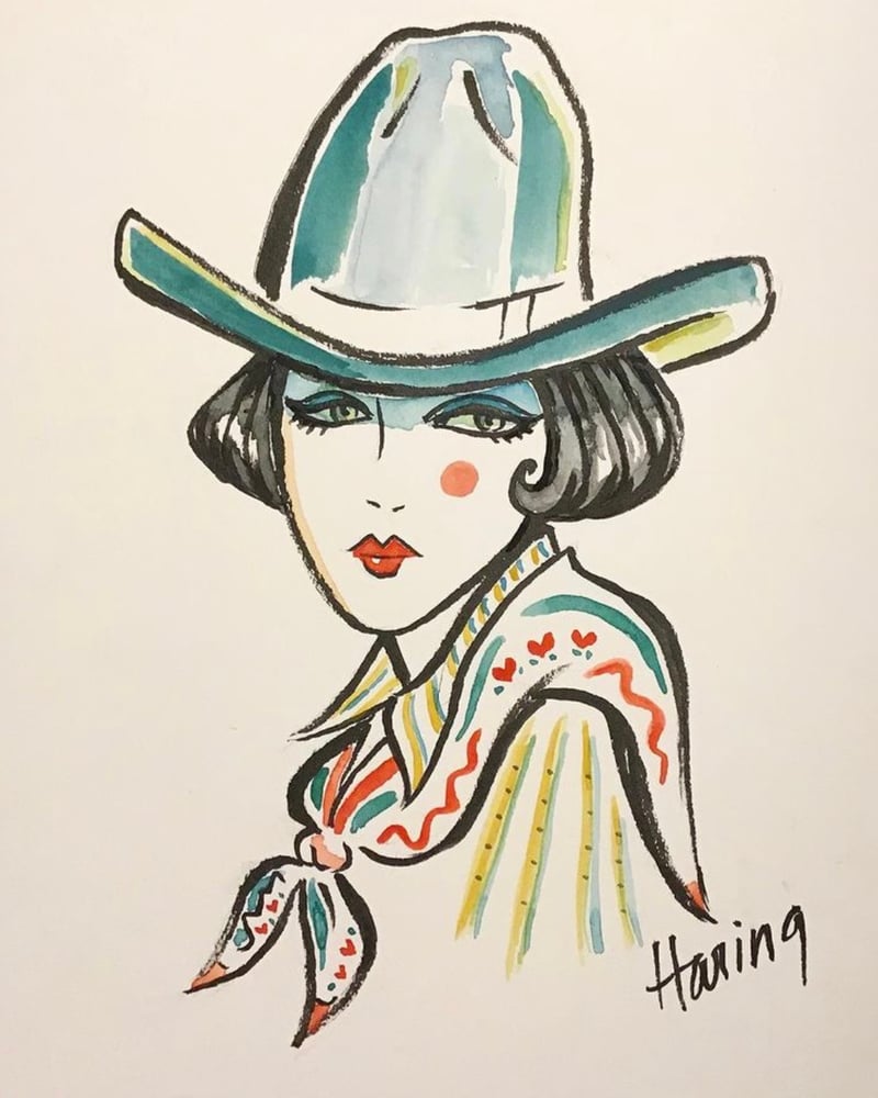 Image of Cowgirl Watercolor Painting  Print "Rosie"