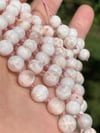 Pink Pectolite Mala, Pink Pectolie 108 Bead Hand Knotted Gemstone Necklace