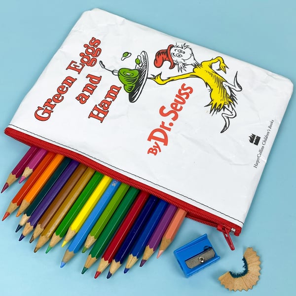 Image of Green Eggs and Ham, Dr Seuss Book Page Pencil Case