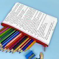 Image 1 of Good Omens Book Page Pencil Case, Crowley and Aziraphale