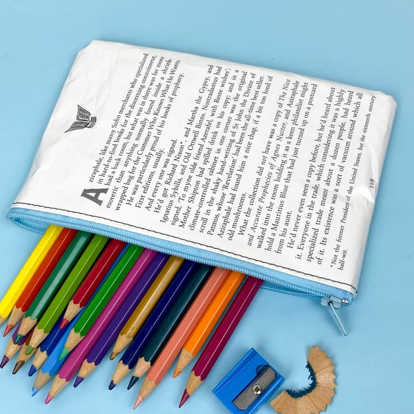 Image of Good Omens Book Page Pencil Case, Nice and Accurate Prophecies of Agnes Nutter