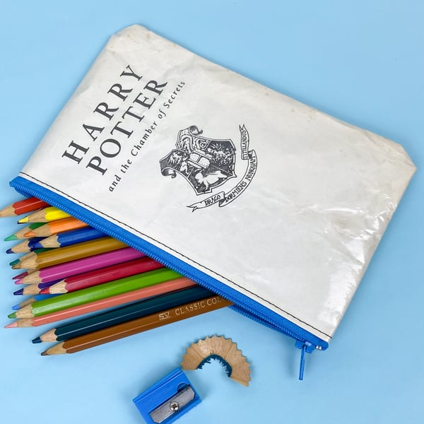 Image of Harry Potter and The Chamber of Secrets Book Page Pencil Case blue
