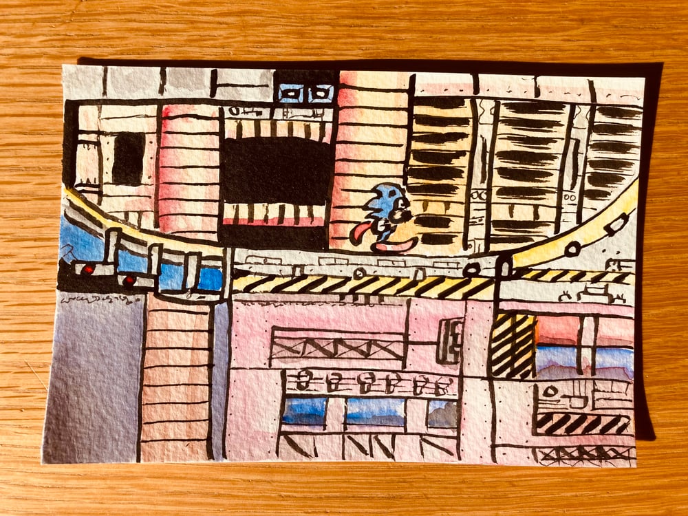 Image of "Sonic 2" Original Watercolour Painting