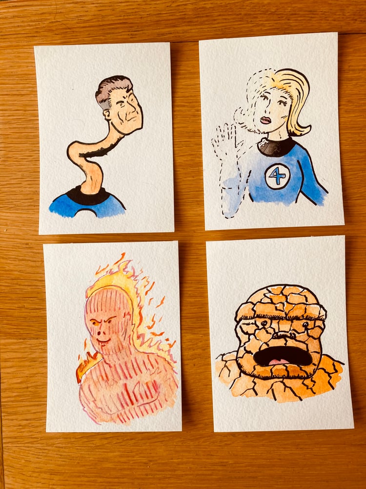 Image of "Fantastic Four" Original Watercolour Painting x 4
