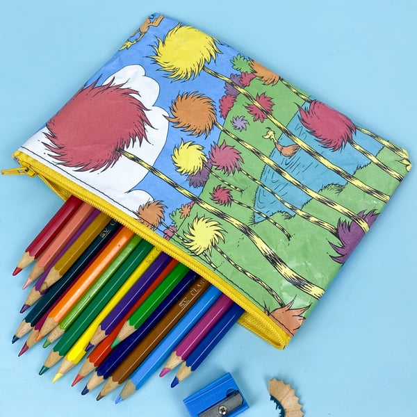 Image of The Lorax, Dr Seuss Book Page Pencil Case