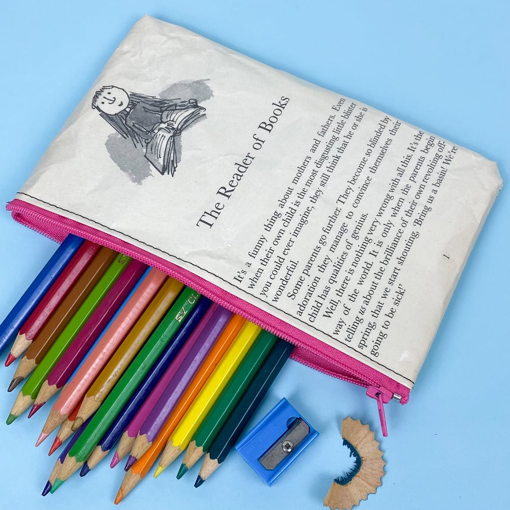 Image of Matilda, The Reader of Books, Roald Dahl Book Page Pencil Case