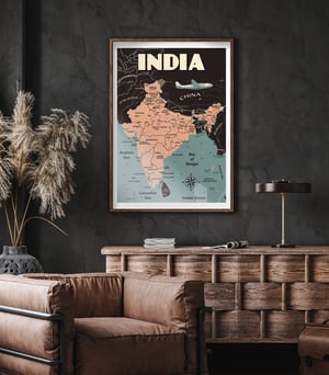 Image of Vintage poster India Map - Fine Art Print