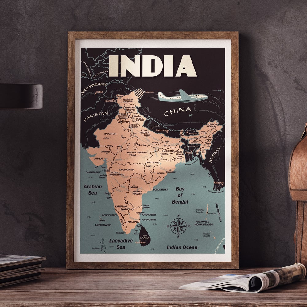 Vintage poster India Map - Fine Art Print | vintage poster