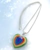 Rainbow Heart - TIny Means Large: An Art Glass Pendant on Necklace. Ready to Ship.