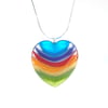 Small Rainbow Heart: An Art Glass Pendant on Necklace. Ready to Ship.