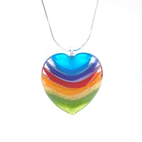 Image 1 of Small Rainbow Heart: An Art Glass Pendant on Necklace. Ready to Ship.