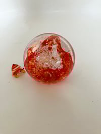 Large Vintage Red and White Paperweight