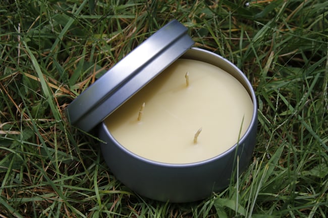 6oz Beeswax Gray Tin Candle