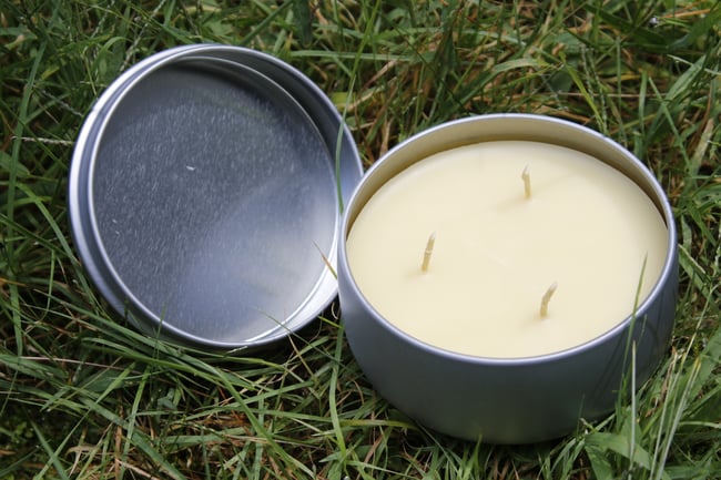 6oz Beeswax Gray Tin Candle