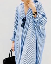 Image 2 of BLUE/WHITE SHIRT DRESS (SMALL)