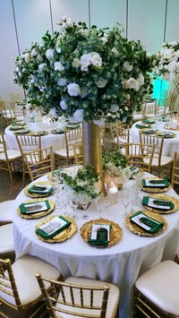 Image 1 of 100 cm Green and white Silk  Flower Centerpiece 
