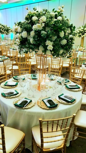 Image of 100 cm Green and white Silk  Flower Centerpiece 