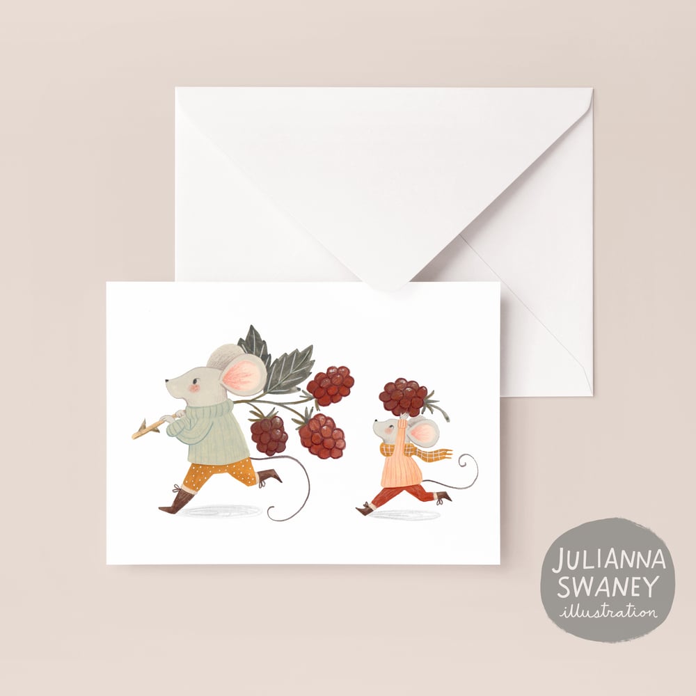 Image of Mice & Blackberries Greeting Card