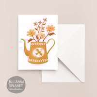 Yellow Teapot Flowers Greeting Card
