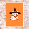 Halloween Witch Kitty Print