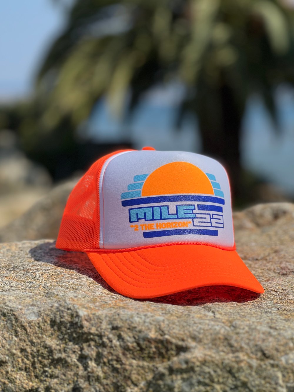 Image of Horizon Trucker Cap, Neon Orange/White