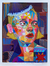 Image 3 of Hand Embellished “Quilt Face at a Birthday Party” Print