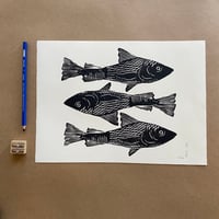 Image 1 of I Wish for Three Fish Block Print