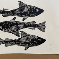 Image 3 of I Wish for Three Fish Block Print