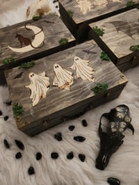 Image 2 of Halloween Wood Burned Boxes