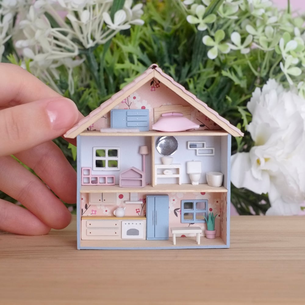 Blue tiny dollhouse