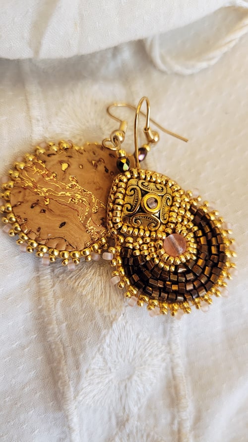 Image of Boucles d'oreilles METEORE marron glacé