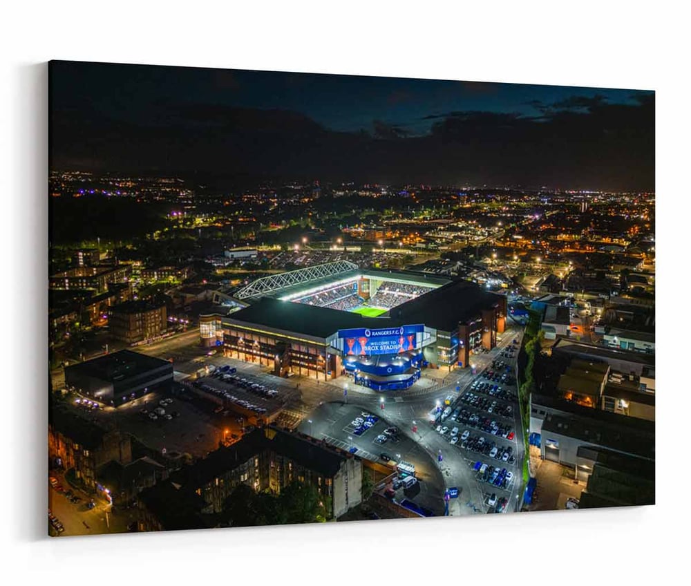 Image of Under The Lights View from Copland Road - Rangers Fan Canvas