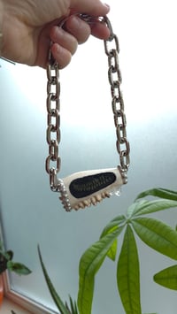 Image 7 of Sheep jaw with fern inlay statement necklace
