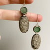Fossilized coral with aventurine dangles
