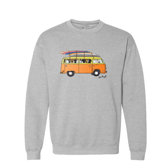 Great Danes in a Groovy VW Bus