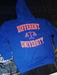 Image 3 of BLUE/ORANGE "DIFFERENT⚖️UNIVERSITY" HOODIE