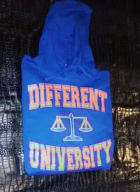 Image 1 of BLUE/ORANGE "DIFFERENT⚖️UNIVERSITY" HOODIE