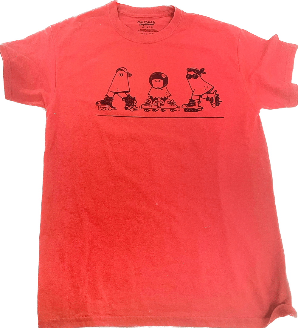 Image of Roller Derby Ghosty Shirt-medium red gildan dry-blend