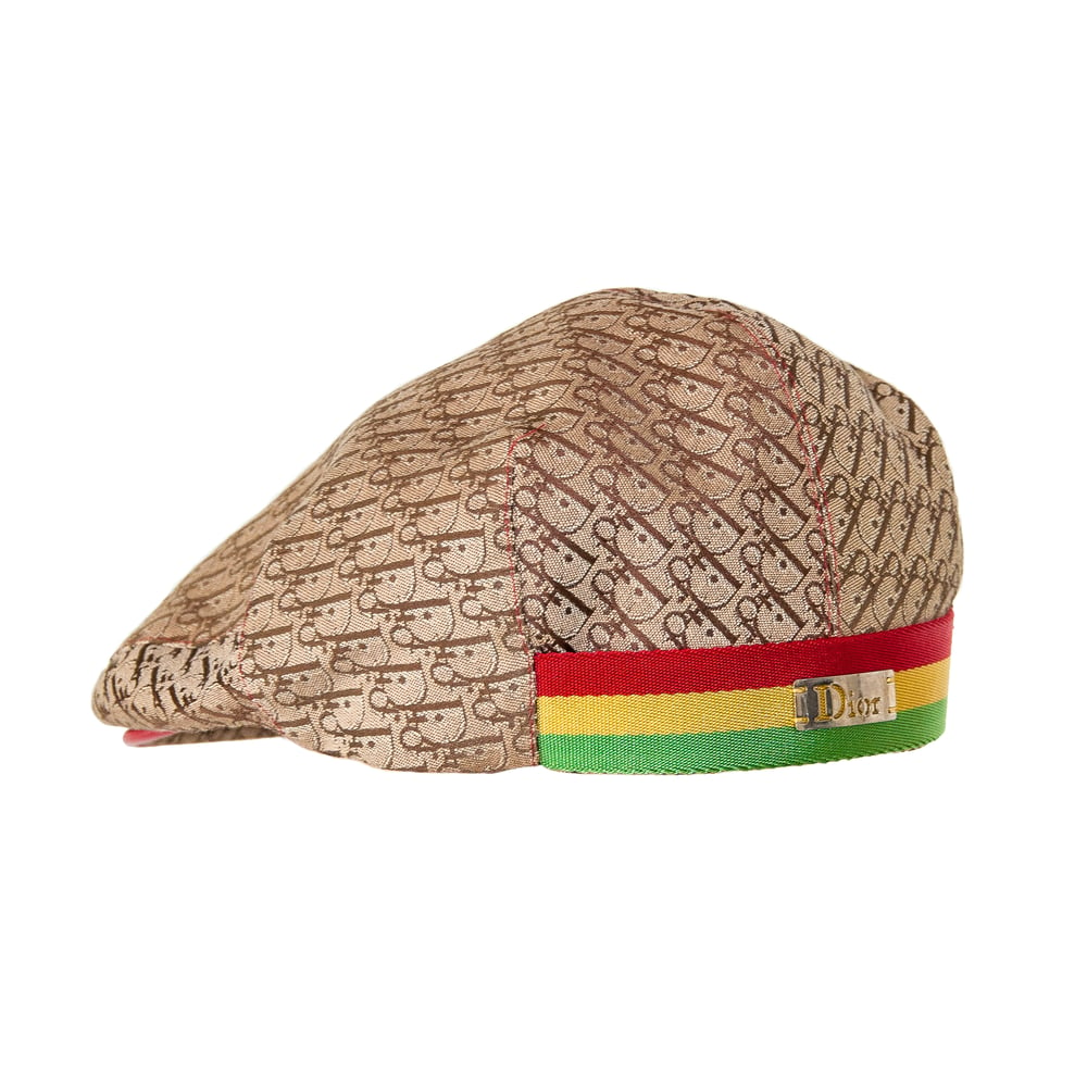 Image of Christian Dior 2004 Rasta Monogram Flat Cap