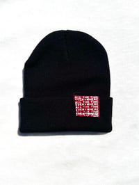 Image of head on straight beanie in black 