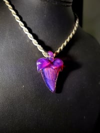 Image 2 of Karmaline & rainbow dichro shark tooth pendant. 💎