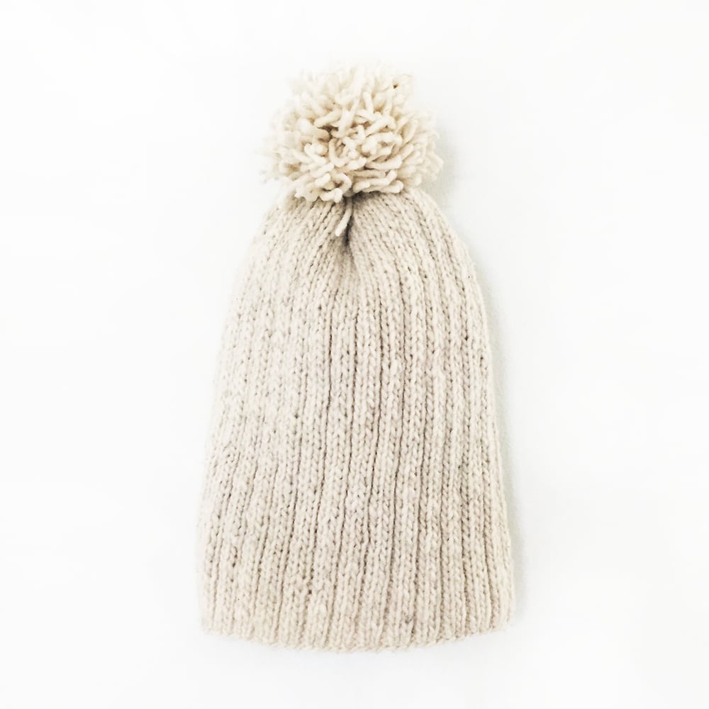 Image of Handspun Merino Wool Winter Pompom Hat