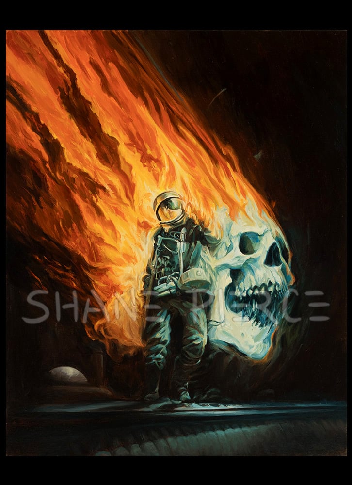 Image of Skull'naught "Burning Star" Studio Oil painting