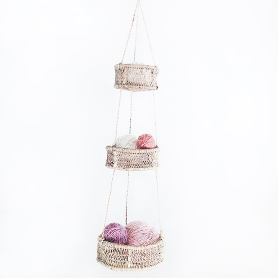 Image of Luna Handwoven Tree Bark Hanging Basket