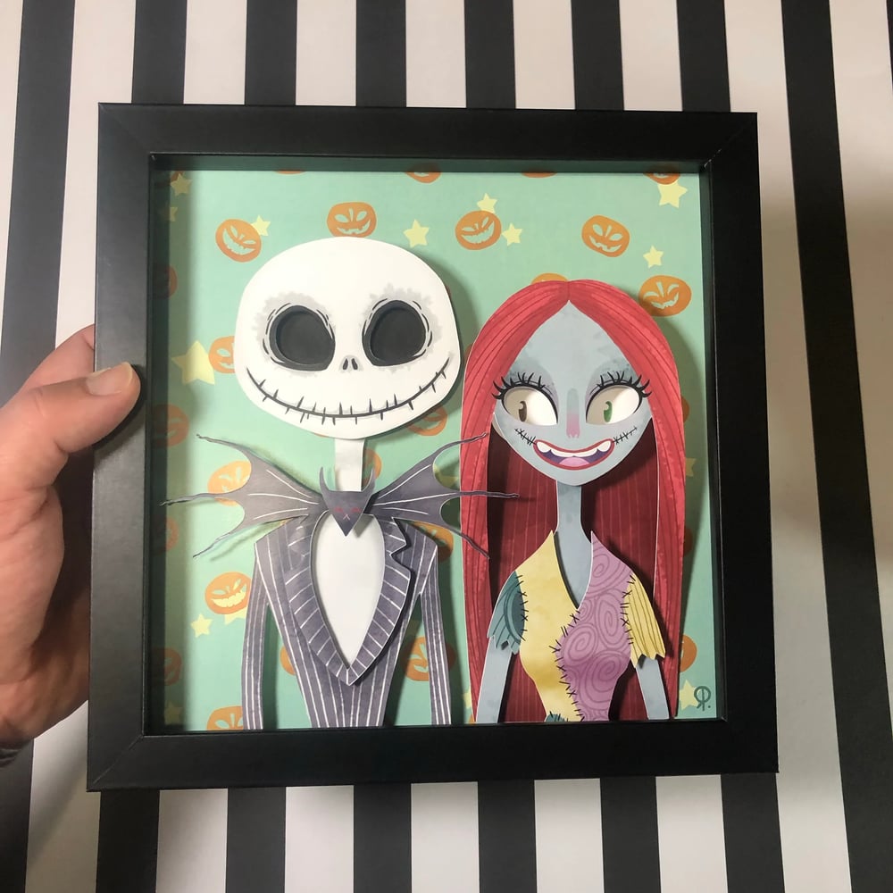 Image of Jack and Sally - Shadow Box- 8"x 8"- Framed