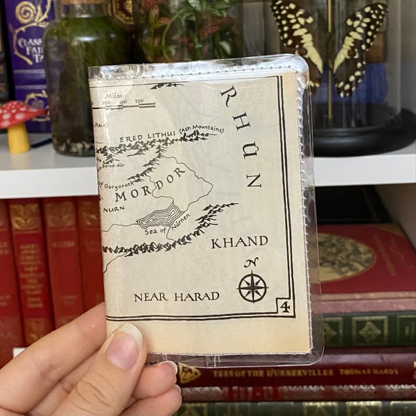 Image of Mordor/Rohan/Gondor Map, Lord of the Rings Book Page Card Wallet